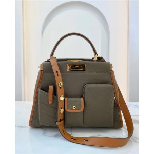 FENDI new PEEKABOO multi-pocket canvas handbag