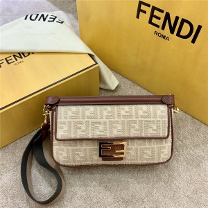 FENDI canvas embroidered FF Baguette medium handbag