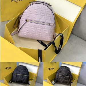FENDI Women's Embossed Leather FF Mini Backpack 8BZ038