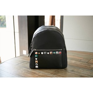 Fendi official website ladies shoulder bag color rivet spell leather bag 8BZ035