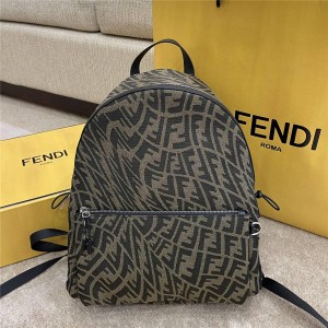 FENDI Brown FF Vertigo Fabric Backpack Backpack 7VZ042