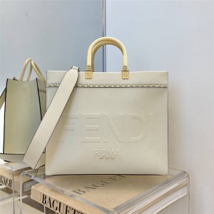 FENDI Medium Sunshine Shopping Tote Bag with Metal Stitching 8BH386