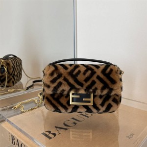 FENDI Women's Bag Wool Baguette Handbag 8BS017/8BR600