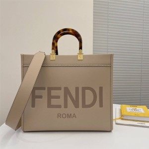 FENDI Sunshine Front Pink Leather Medium Tote Bag 8BH386