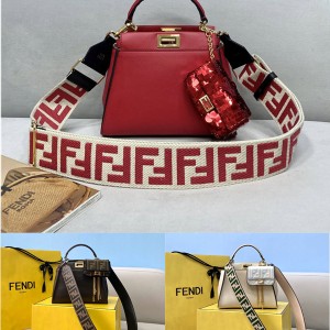 Fendi FF pattern suede lining PEEKABOO mini handbag 8BN244