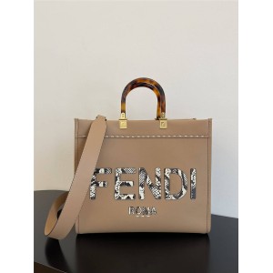 fendi Sunshine medium stitching snakeskin shopping bag 8BH386