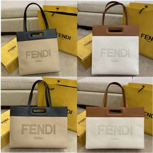 fendi canvas and leather shopping bag tote bag 7VA480/7VA481