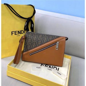 FENDI FF pattern stitching leather clutch 7VA491