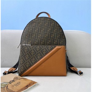 FENDI Men's Brown Fabric Backpack 7VZ042