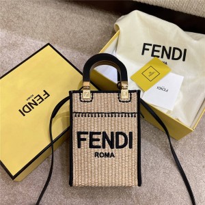 fendi woven raffia sunshine mini tote handbag 8BS051