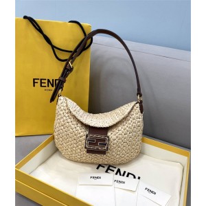 FENDI official website woven straw small croissant 8BR790