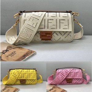 FENDI FF Hollow Embroidery BAGUETTE Handbag 8BR600