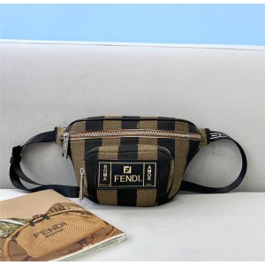 fendi men's Pequin striped pattern canvas small waist bag chest bag 7VA446