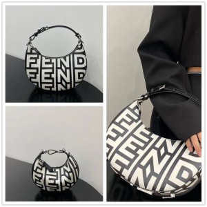 Fendi 8BR798/8BS081 Black and White Limited Edition Fendigraphy Handbag