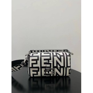 Fendi 8BR600 Black and White Limited Edition Baguette Handbag