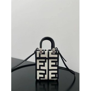 Fendi 8BS051 Black and White Limited Edition Sunshine Mini Tote Bag