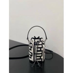 Fendi 8BS010 Black and White Limited Edition Mon Tresor Bucket Bag