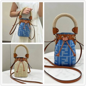 Fendi 8BS010 Denim Mon Tresor Small Bucket Bag