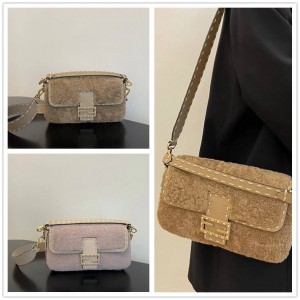 FENDI 8BR600 Wool BAGUETTE Medium Handbag 56848