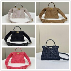 FENDI 8BN335 Woven Peekaboo ISeeU Petite Handbag 80138