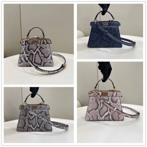 FENDI 8BN335 Snake Skin Peekaboo ISeeU Petite Handbag 80062