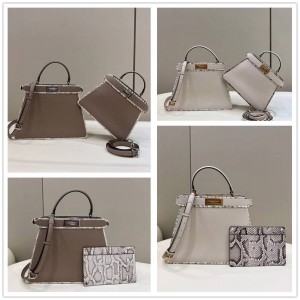 FENDI 8BN327/8BN321 Snake Skin Peekaboo ISeeU Handbag 80019