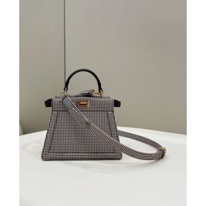 FENDI 8BN335 Bird Grid Peekaboo ISeeU Petite Handbag 80119