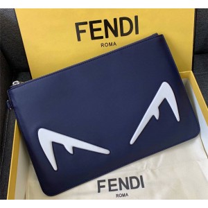 FENDI leather small monster eyes stitching men's clutch 7N0078