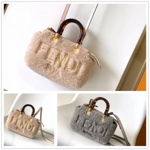 FENDI 8BS067 Wool By The Way Mini Boston Bag 8067