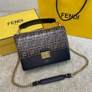 FENDI FF LOGO Leather KAN U Chain Bag Organ Bag 8839