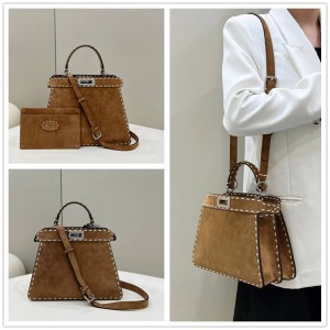FENDI 8BN327/8BN321 suede Peekaboo ISeeU Selleria handbag 80123