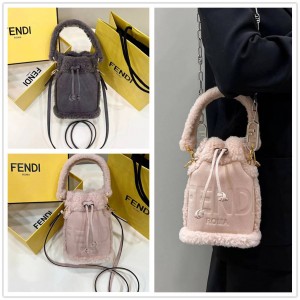 FENDI 8BS010 Wool Mon Tresor Small Bucket Bag 8593