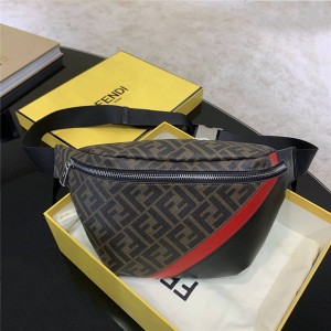 fendi men's bag FF printed patch leather belt bag 7VA434