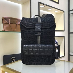 Fendi Men's Mesh Fabric FF Pattern Buckle Backpack 7VZ045