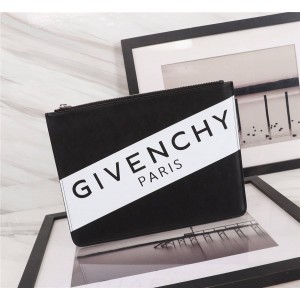 Givenchy LOGO printed leather large zipper clutch