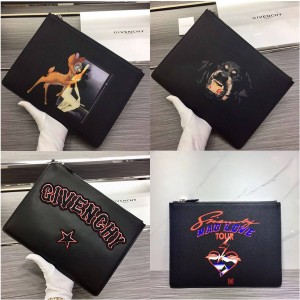 Givenchy ROTTWEILER dog head fawn print zipper clutch