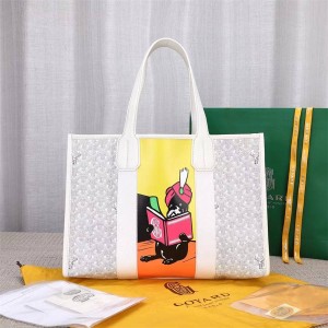 Goyard VILLETTE painted doodle dog tote bag beach bag