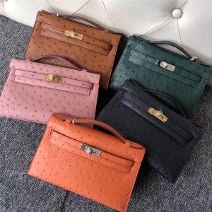 Hermes classic South African ostrich leather Mini Kelly bag