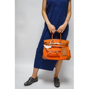 Hermes new Birkin Cargo35 leather canvas bag orange