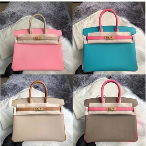 Hermes new handmade color-blocking Epsom Birkin handbag