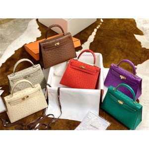 Hermes official website women's Ostrich skin KK Kelly handbag
