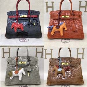 Hermes new classic handmade crocodile leather Birkin handbag
