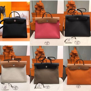 Hermes canvas and leather Herbag39 handbag