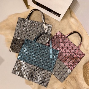 ISSEY MIYAKE 10/10 grid laser color matching large shopping bag tote bag