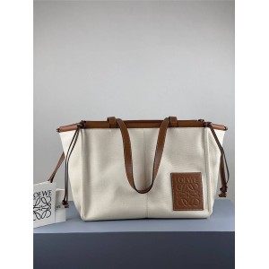 Loewe new cushion tote canvas and leather shopping bag