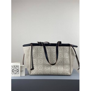 LOEWE cushion tote jacquard canvas and leather shopping bag