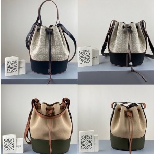 loewe jacquard linen canvas Balloon Anagram handbag bucket bag