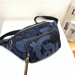 loewe printed denim puffy bumbag series waist bag chest bag