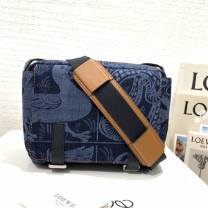 loewe printed denim Military messenger xs bag