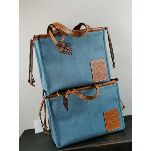 loewe cushion tote denim shopping bag